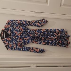 Diane Von Furstenberg silk Women's shirr dress with belt size Large